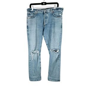 Citizens of Humanity Emerson Slim Boyfriend Jeans Light Wash Ripped, Size 30